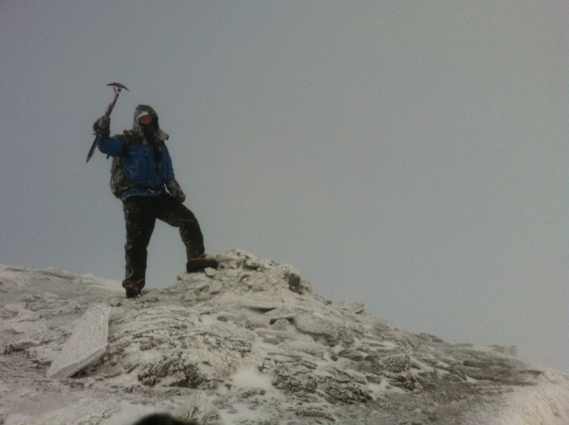 Simon W on the summit of Stob Binnein